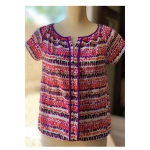 EUC Ann Taylor Petite (2P) Purple Patterned Top